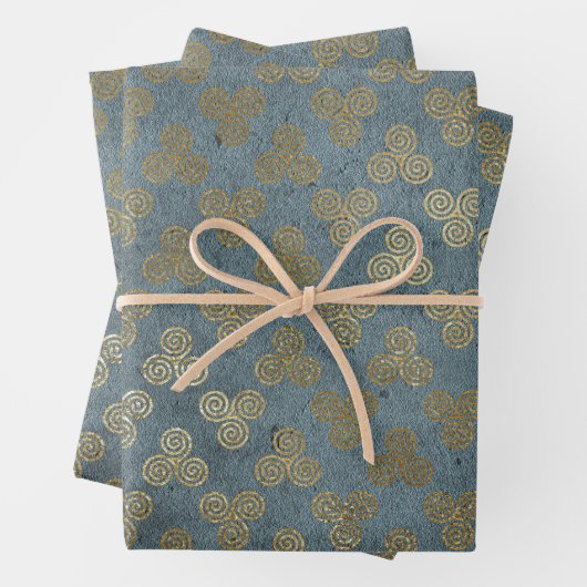 金ゴールドケルト結び目模様緩和曲線 ラッピングペーパーシート (インサイチュ)