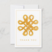金ゴールドケルト結び目模様3.5x5フラットサンキューカード サンキューカード (正面)