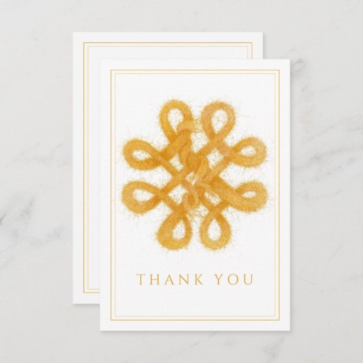 金ゴールドケルト結び目模様3.5x5フラットサンキューカード サンキューカード (正面/裏面)