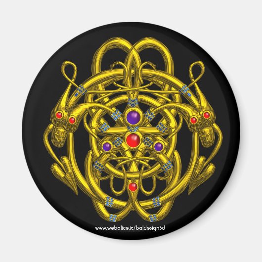 金ゴールドケルト結び目模様（双竜） マグネット (正面)