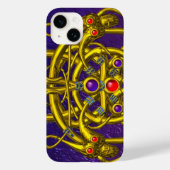 金ゴールドケルト結び目模様、双竜、宝石の紫 Case-Mate iPhoneケース (裏面)