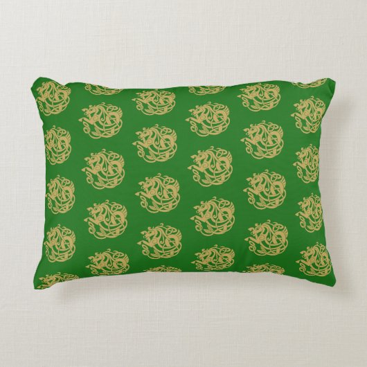 金ゴールドケルト馬パターン アクセントクッション (正面)