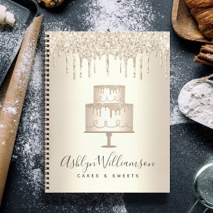 金ゴールドケーキベーカリーデザートデザートグリッタードリップスパストリーシェフ ノートブック