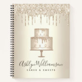 金ゴールドケーキベーカリーデザートデザートグリッタードリップスパストリーシェフ ノートブック (正面)