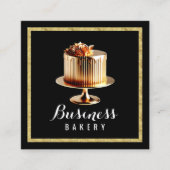 金ゴールドケーキホームモダンベーカリーパティシシェフ スクエア名刺 (正面)