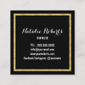 金ゴールドケーキホームモダンベーカリーパティシシェフ スクエア名刺 (裏面)