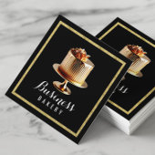 金ゴールドケーキホームモダンベーカリーパティシシェフ スクエア名刺