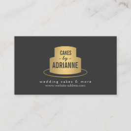 金ゴールドケーキロゴIIベーカリー、カフェ、シェフ 名刺