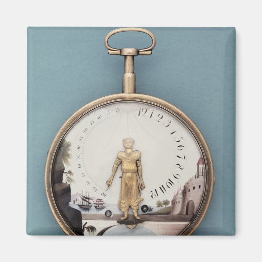 金ゴールドケース付きブラスエンエアポケット時計 マグネット (正面)