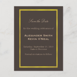 金ゴールドゲイウェディング日付icポストカードを保存 案内ポストカード