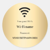 金ゴールドゲストのwifiネットワークパスワード ラウンドシール (正面)