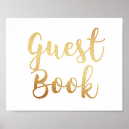 金ゴールドゲストブックサイン。結婚ポスターフォイル効果 ポスター