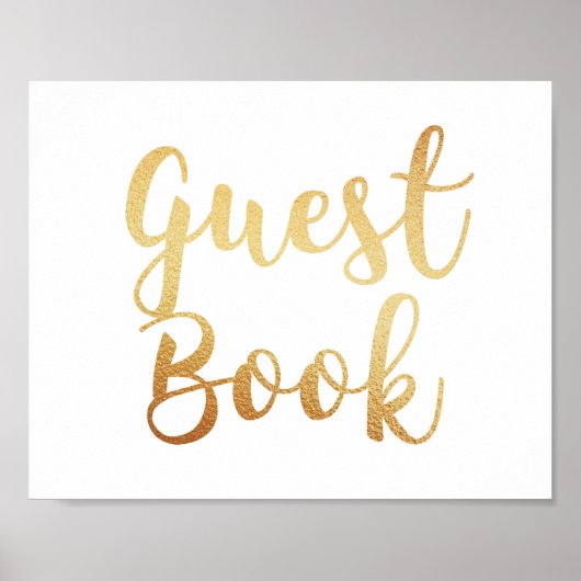 金ゴールドゲストブックサイン。結婚ポスターフォイル効果 ポスター (正面)