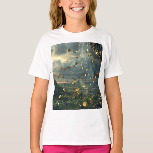 金ゴールドコインの雨 Tシャツ (正面)