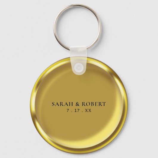 金ゴールドコインラグジュアリエレガントーブライデスメイド結婚式の引き出物 キーホルダー (裏面)