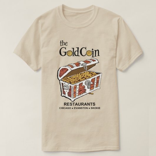 金ゴールドコインレストラン，シカゴ，エバンストン，スコキー Tシャツ (デザイン正面)