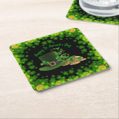 金ゴールドコイン&シャムロック聖パトリックの日 スクエアペーパーコースター (アングル)