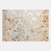 金ゴールドコウィドプリントメタリックウェスタンのクリスマス ラッピングペーパーシート (正面2)