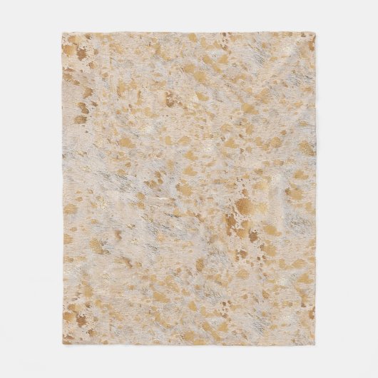 金ゴールドコウィドプリントメタリックミニマルウェスタン フリースブランケット (正面)