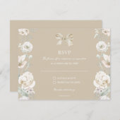 金ゴールドコケットボウフローラウェディングRSVP 出欠カード (正面/裏面)