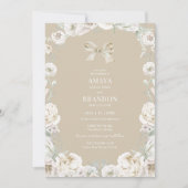 金ゴールドコケットボウフローラ結婚式招待状 招待状 (正面)