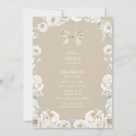 金ゴールドコケットボウフローラ結婚式招待状 招待状