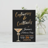 金ゴールドコスチューム&カクテルスカルドリンクハロウィーン 招待状 (スタンド正面)