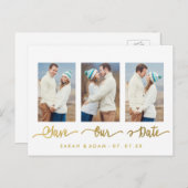 金ゴールドコラージュ写真ポストカードの保存 案内ポストカード (正面/裏面)