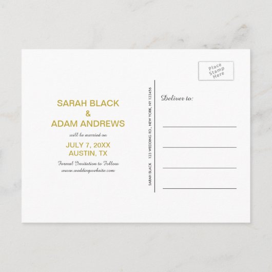 金ゴールドコラージュ写真ポストカードの保存 案内ポストカード (裏面)