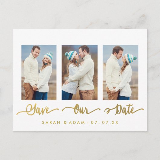 金ゴールドコラージュ写真ポストカードの保存 案内ポストカード (正面)