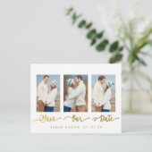 金ゴールドコラージュ写真ポストカードの保存 案内ポストカード (スタンド正面)