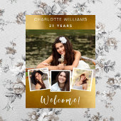 金ゴールドコラージュ誕生日パーティーへようこそ ポスター