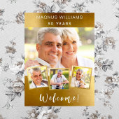 金ゴールドコラージュ誕生日パーティーへようこそ ポスター