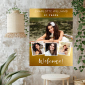 金ゴールドコラージュ誕生日パーティーへようこそ ポスター