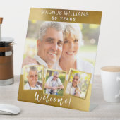 金ゴールドコラージュ誕生日パーティーへようこそ 台座サイン (インサイチュ)