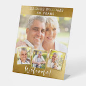 金ゴールドコラージュ誕生日パーティーへようこそ 台座サイン (正面)