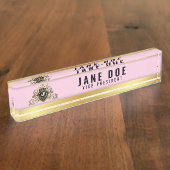 金ゴールドコンテンポラリーとピンクのネームプレート デスクネームプレート (側面)