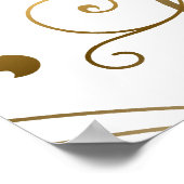 金ゴールドコンテンポラリーの渦巻きと白の上で繁栄 ポスター (角)