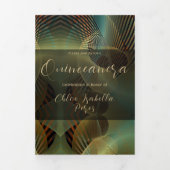 金ゴールドコンテンポラリースワールキンセアニェラ 三つ折り招待状 (カバー)