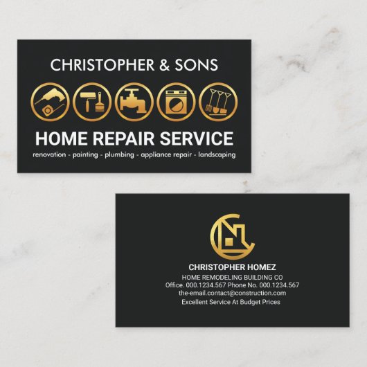 金ゴールドコントラクトツールビルダ 名刺 (正面/裏面)