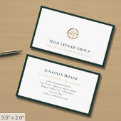 金ゴールドコンパスロゴダークグリーン縁ど 名刺