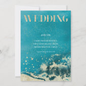 金ゴールドコーストアクアサーフモダン結婚式招待状 招待状 (裏面)