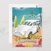 金ゴールドコーストオーストラリアのヴィンテージ旅行ポスター ポストカード (正面/裏面)