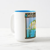 金ゴールドコーストオーストラリア旅行ポスター。 ツートーンマグカップ (正面左)