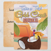 金ゴールドコースト、オーストラリア旅行ポスター 招待状 (正面/裏面)