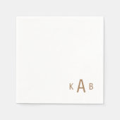 金ゴールドコーナー結婚モノグラムのホワイトカクテル スタンダードカクテルナプキン (正面)