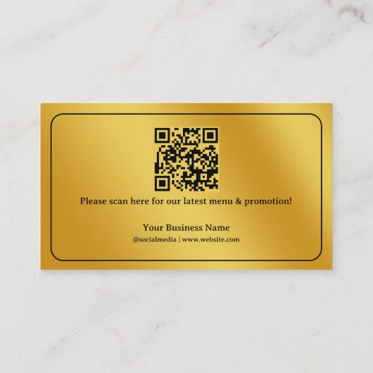 金ゴールドコーヒーカップQRコードあなたのロゴを追加 ロイヤリティカード (裏面)