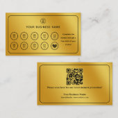 金ゴールドコーヒーカップQRコードあなたのロゴを追加 ロイヤリティカード (正面/裏面)