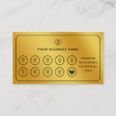 金ゴールドコーヒーカップQRコードあなたのロゴを追加 ロイヤリティカード (正面)