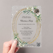 金ゴールドコーン緑QRコード会社クリスマスパーティー アクリル招待状 (インサイチュ (ポータブル))